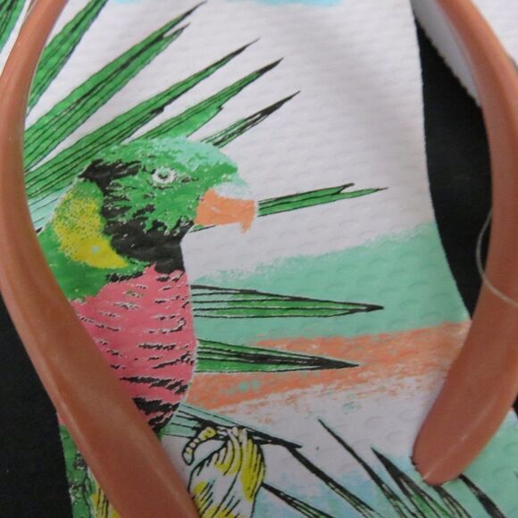 Parrot Tropical Flowers Pink Flip Flops Sandals - Picture 3 of 7